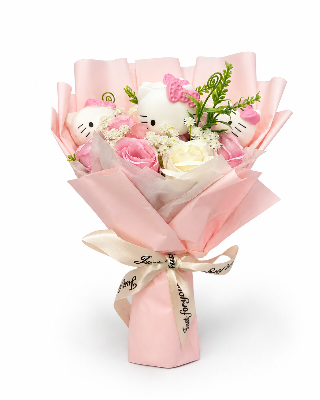 Bukiet Hello Kitty w różowym papierze — wyjątkowy prezent